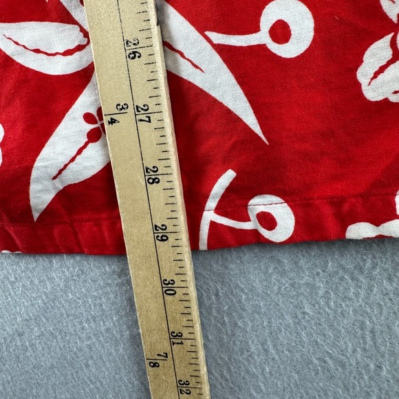 Vintage 60s Hawaiian Shirt Mens Medium 22x29 Red Cotton Aloha Floral - Picture 11 of 12
